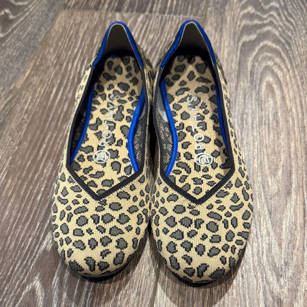 Rothy's Tan and Black Leopard Flats